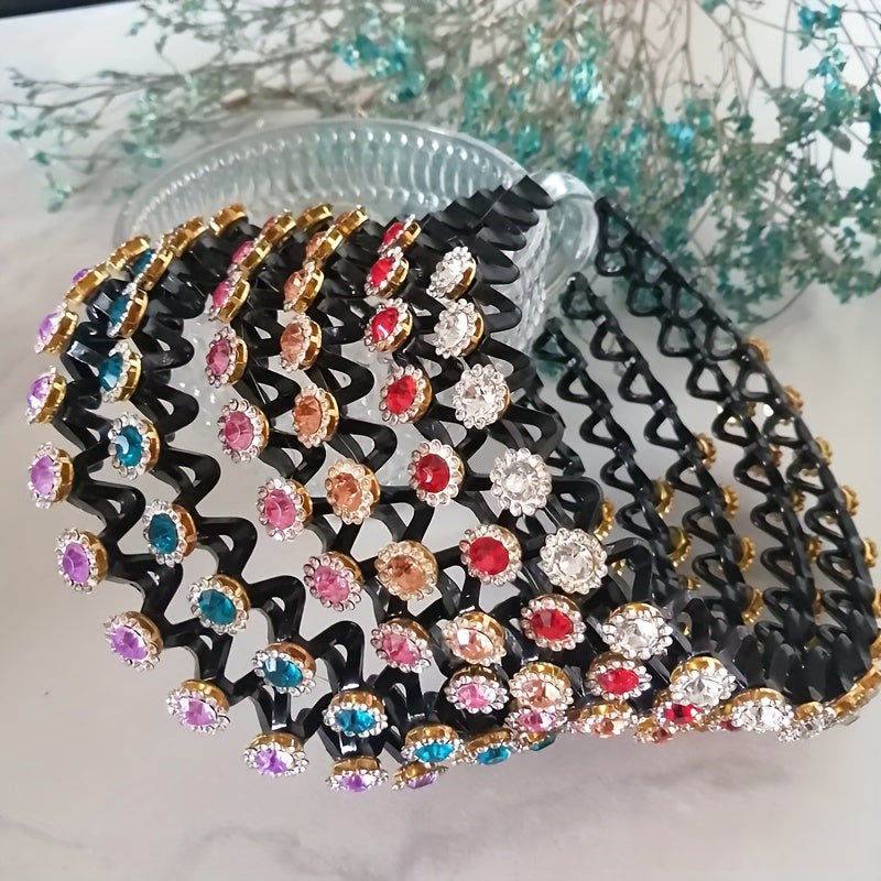 Colorful Rhinestone Hair Band Wavy Headband