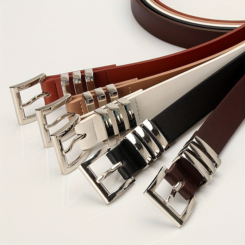 Square Pin Buckle PU Belt Women Dress Jeans Casual Belt
