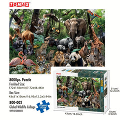 8000pcs Jigsaw Puzzle High Difficulty Animal Landscape Giant Wall Art Toy