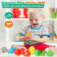 Set of 10 Dino Eggs & Dinosaurs - Easter Basket Stuffer for Kids 3+