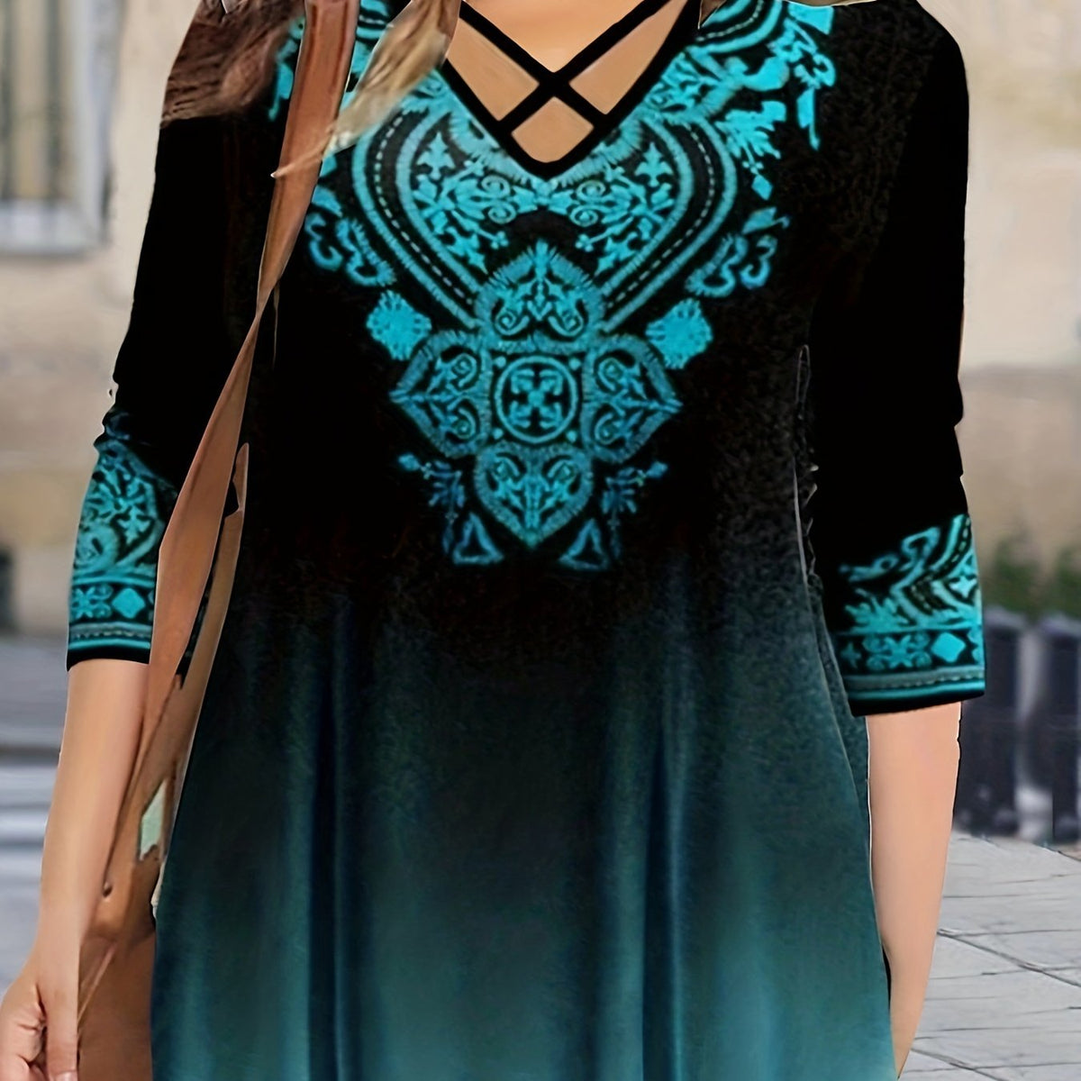  Casual Blouse Women's Plus Embroidery Print Long Sleeve