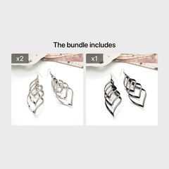 Metal Layered Swirling Geometric Earrings Long Pendant Hook Earrings
