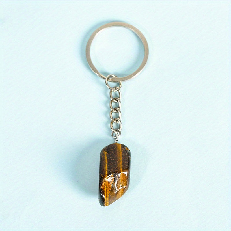 Natural Stone Healing Crystal Agate Keychain Pendant Bag Buckle Key Chain