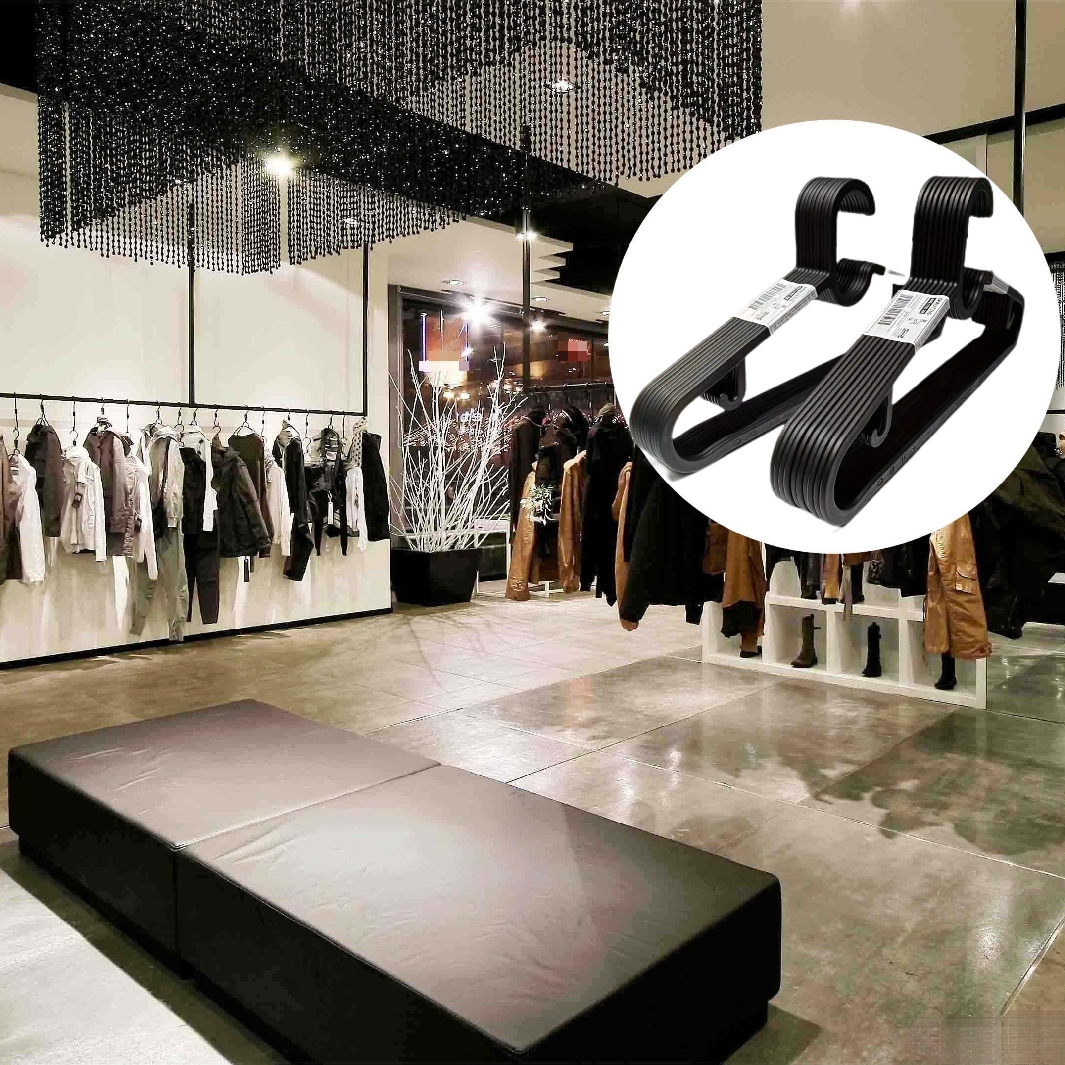 20pcs Plastic Clothes Hangers Non-slip Coat Hanger for Clothing Stores