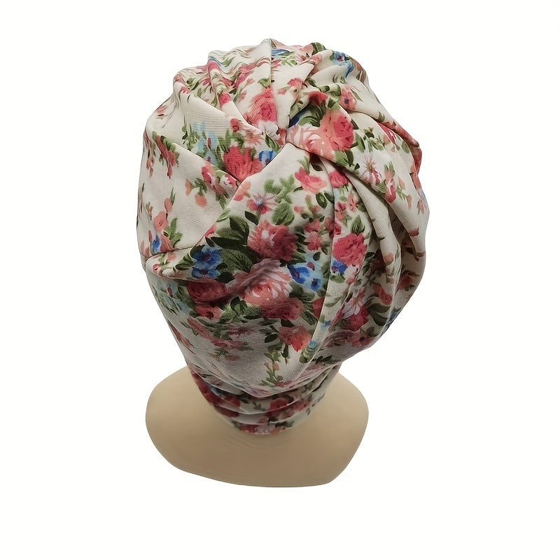 Pink Floral Print Beanie Lightweight Skull Hat Neck Gaiter Women Chemo Cap