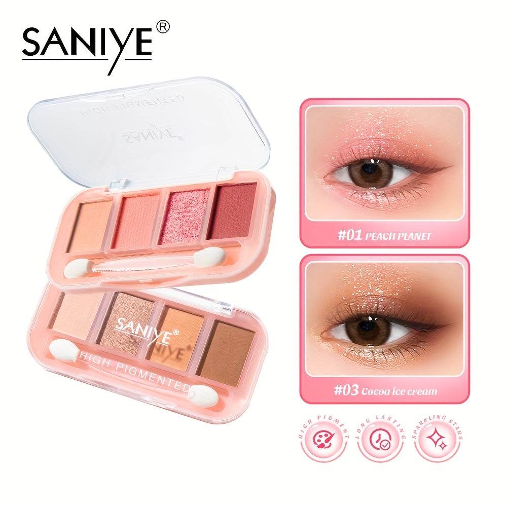 4 Colors Eyeshadow Palette Brown Berry Tone Matte Pearly Natural Finish