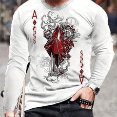 Poker Elements Men's Long Sleeve T-shirt for Spring Summer Autumn