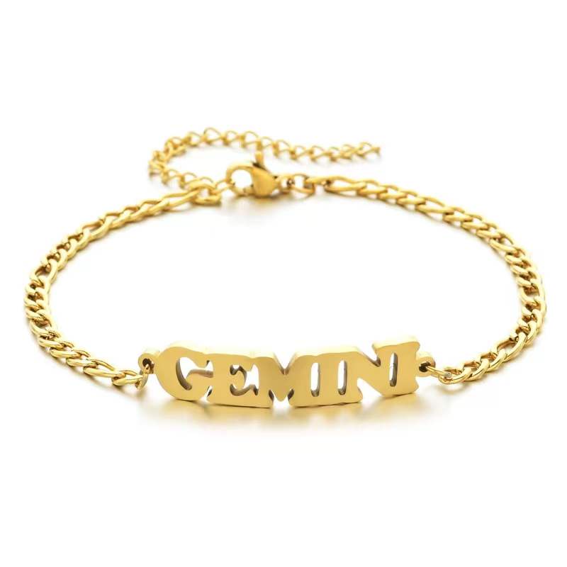 Stainless Steel Zodiac Letter Bracelet Gift