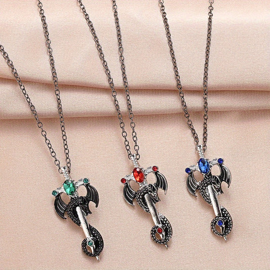 Vintage Dragon Sword Pendant Necklace For Men's Women's Necklace