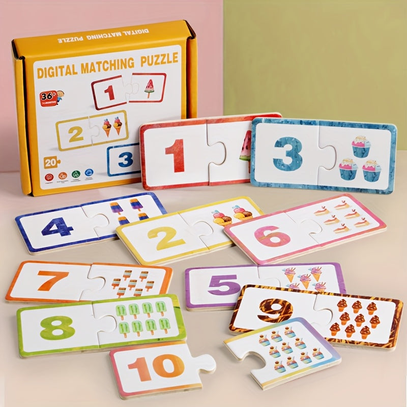 Wooden Counting and Matching Educational Toy with Colorful Box