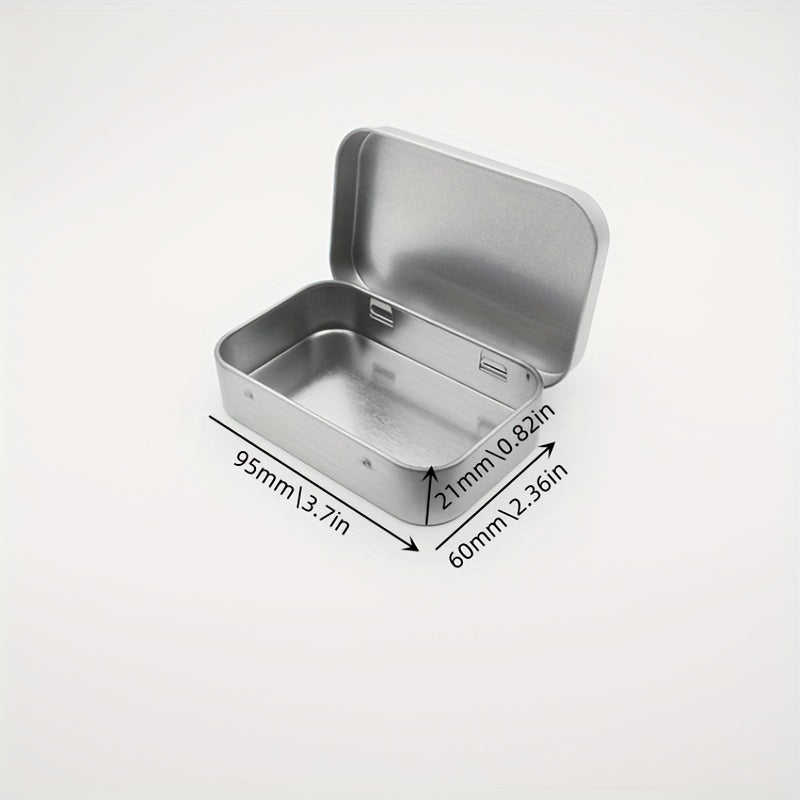 2pcs Metal Rectangular Storage Jar Empty Hinged Tins Mini Portable Box