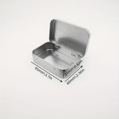2pcs Metal Rectangular Storage Jar Empty Hinged Tins Mini Portable Box