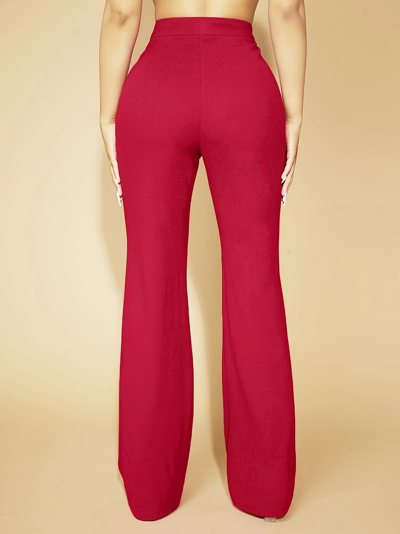  Casual Pants Women's Plus Solid High Rise Slim Fit Trousers