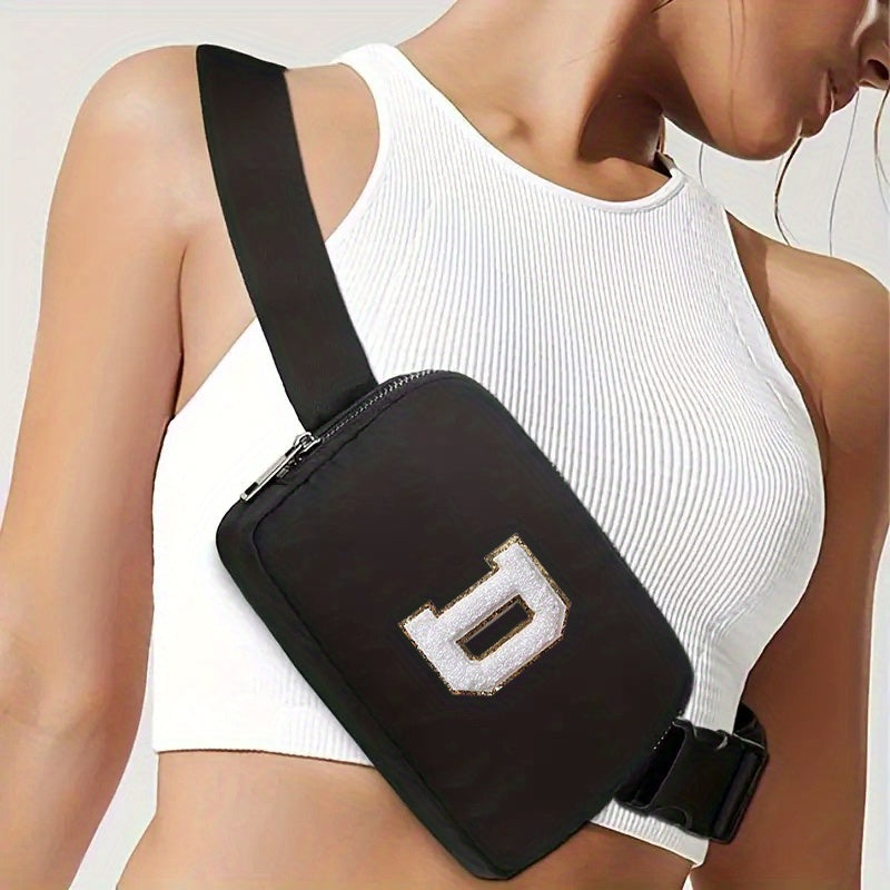 Chenille Letter Patch Belt Bag Small Waist Pouch Fanny Pack