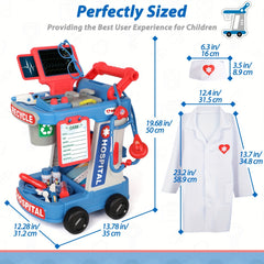 Kids Doctor Kit Pretend Playset with Cart and Stethoscope