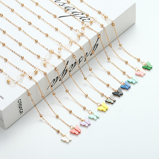 Alloy Butterfly Pendant Glasses Chain Colorful Mask Chain Necklace
