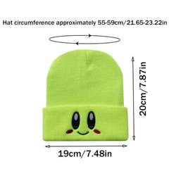 Smiling Face Embroidery Beanie Cartoon Knit Hat