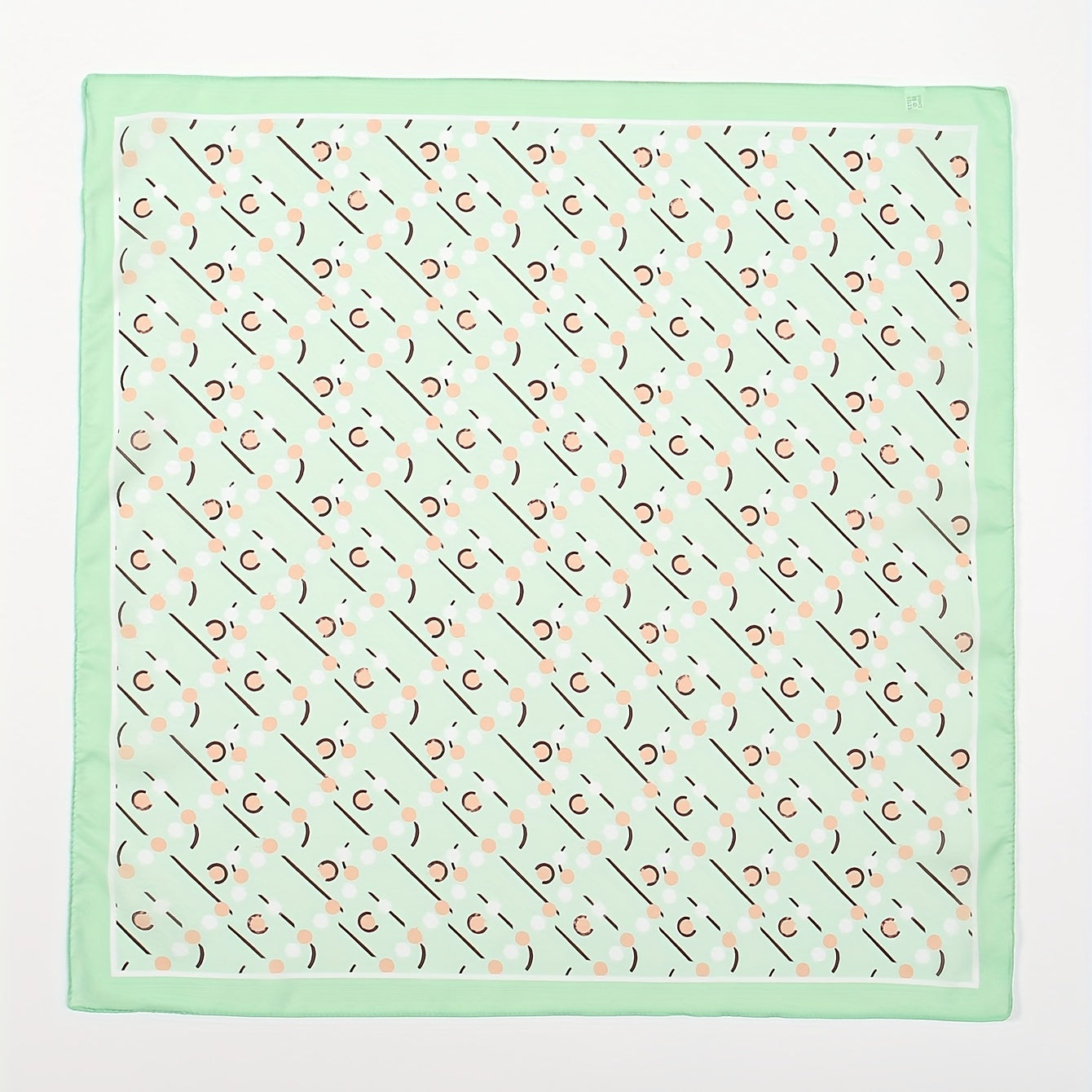 Green Geometric Dot Print Bandana Neckerchief Square Scarf Silk Head Wrap