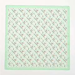 Green Geometric Dot Print Bandana Neckerchief Square Scarf Silk Head Wrap
