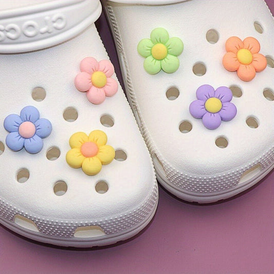 6PCS Colorful Flowers Shoe Charms For Clogs DIY Decoration
