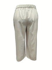  Solid Button Up Straight Leg Pants