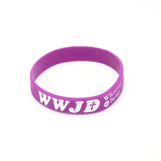 Christian WWJD Bible Verse Rubber Bracelet Silicone Wristband