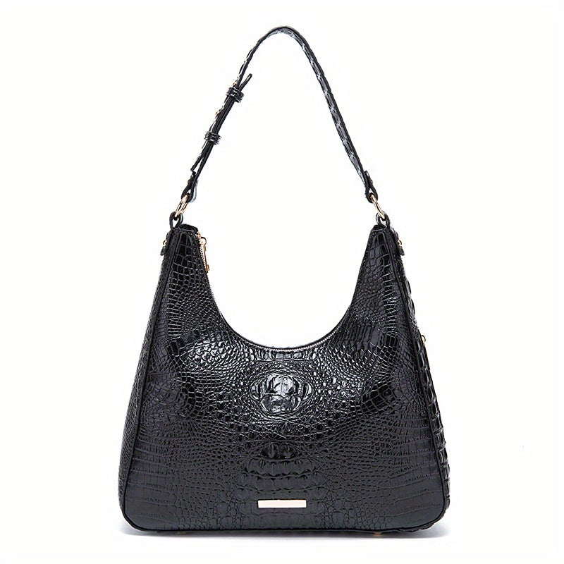 Crocodile Pattern Leather Handbag Ombre Shoulder Purse
