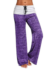  Casual Pants Women's Plus Colorblock Drawstring Loose Fit Pants