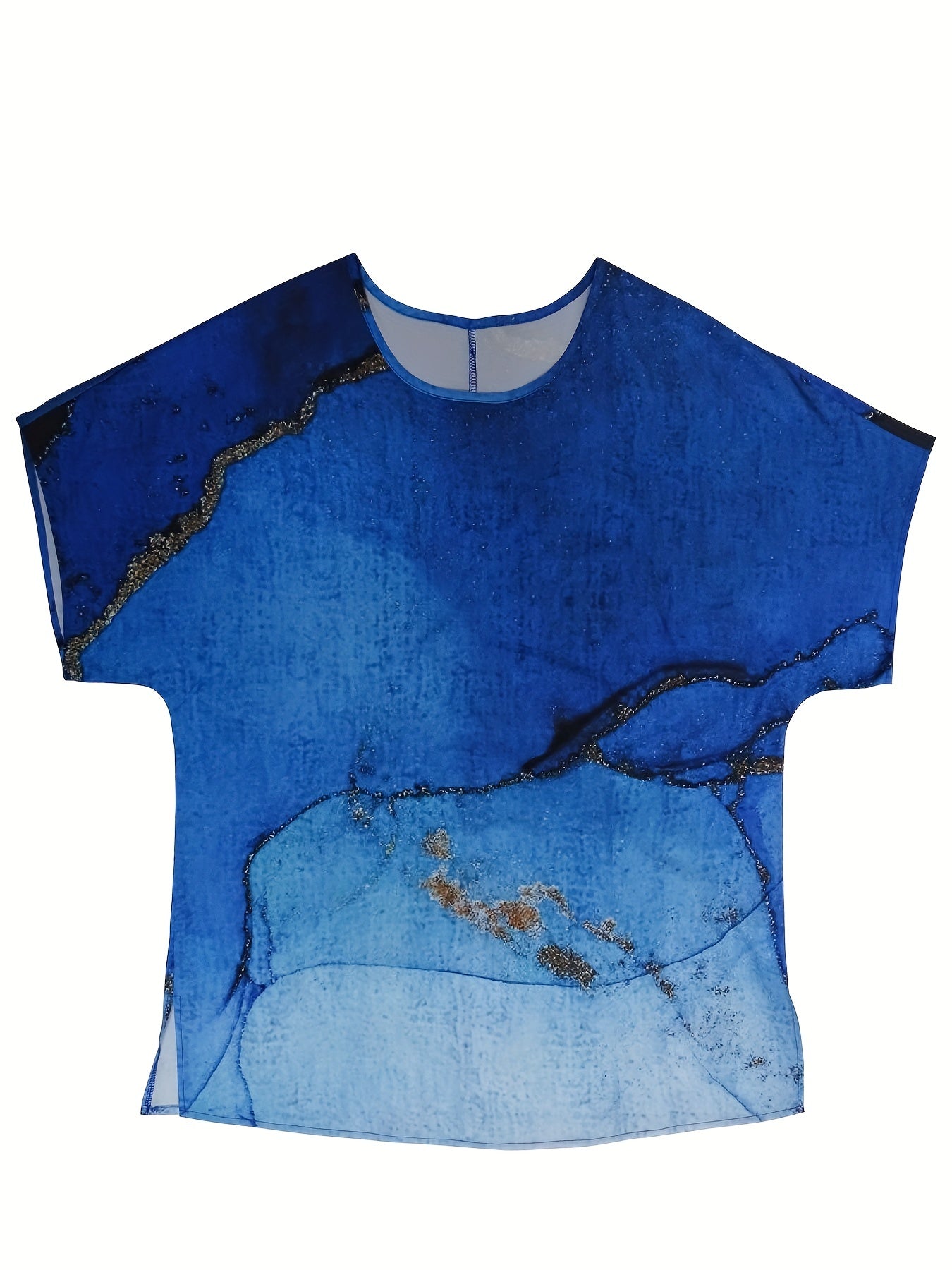  Casual Blouse Women's Plus Split Tie Dye Floral Print