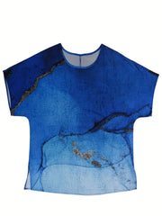  Casual Blouse Women's Plus Split Tie Dye Floral Print