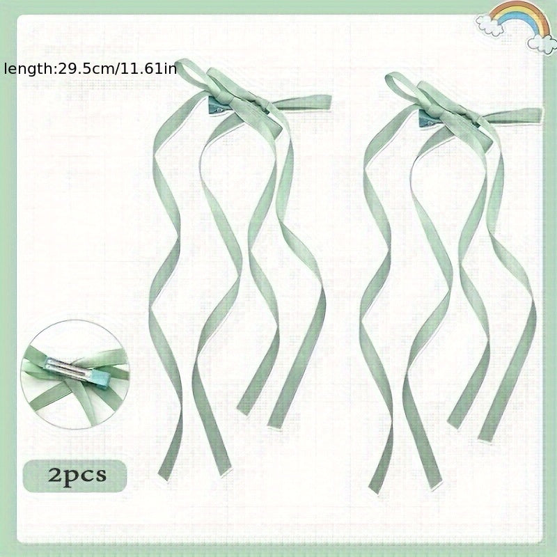 Y2K Long Ribbon Bowknot Hair Clip For Women