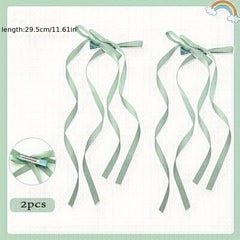 Y2K Long Ribbon Bowknot Hair Clip For Women
