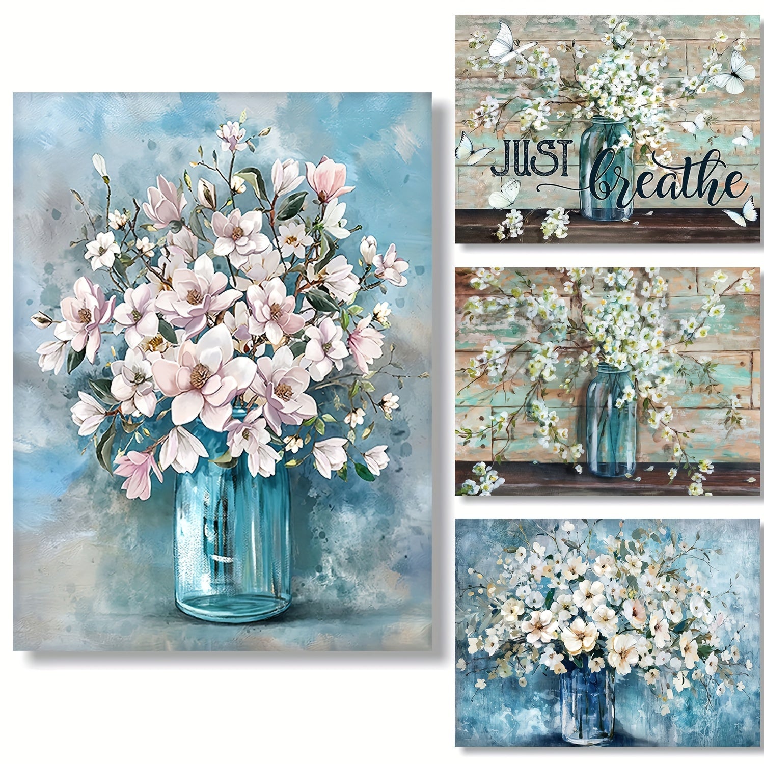 Pink Flower In Bottle Theme Canvas Print Artwork