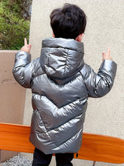 Kids Hooded Down Jacket Winter Warm Coat with Pockets