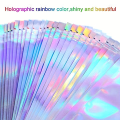 50pcs Resealable Smell Proof Bags Holographic Foil Pouch Flat Zip Lock Bag