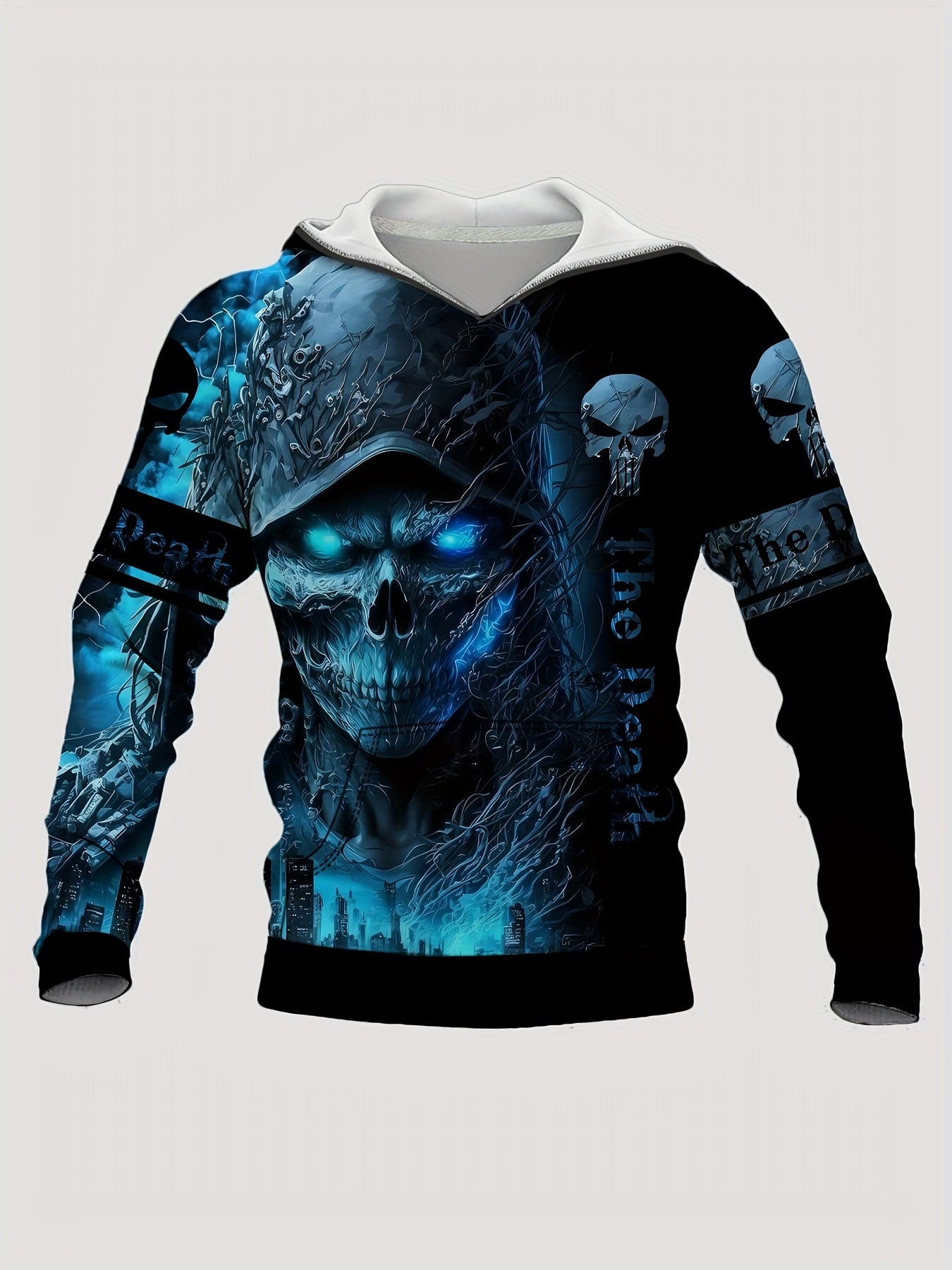 Skull 3D Print Hoodie Mens Graphic Pullover with Pocket