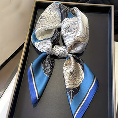 Camellia Print Bandana Classic Satin Square Scarf