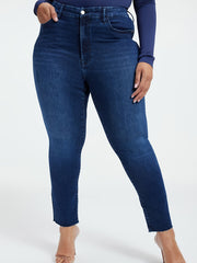 Women's Plus Bootcut Stretch Jeans, High Waist Button Up