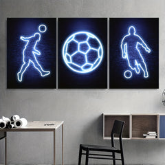 Modern Art Neon Football Player Canvas Poster