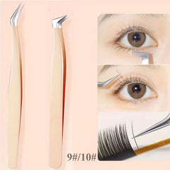 2pcs Eyelash Extension Tweezers Curved Tip Isolation False Lash Tool