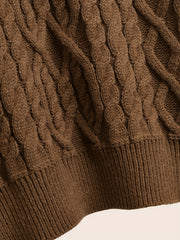 Men's Vertical Twist Texture Sweater Mid Stretch Irregular Collar Pullover