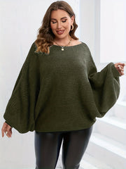  Off Shoulder Batwing Solid Sweater Women's Plus Casual