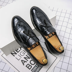 Men's Crocodile Print Tassel Loafer Shoes Lightweight Slip On