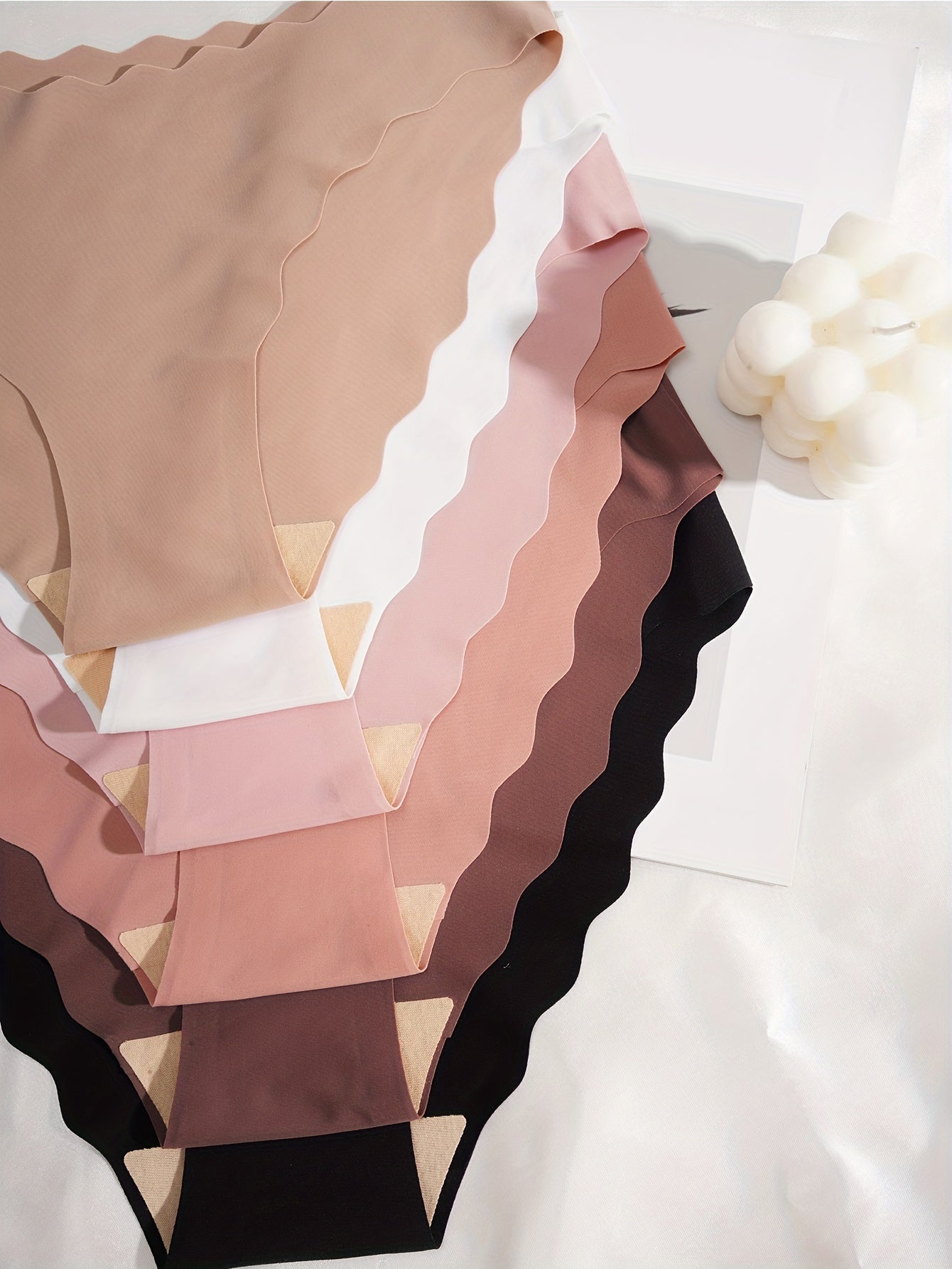 6pcs Scallop Trim Briefs Seamless Intimates Panties Women's Lingerie