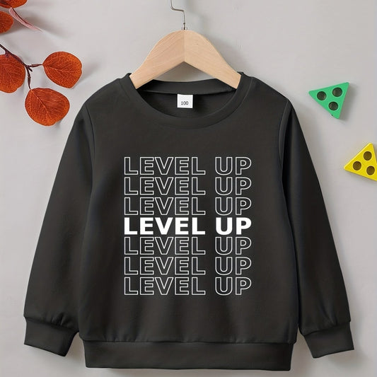 Creative LEVEL UP Letter Print Boys Sweatshirt