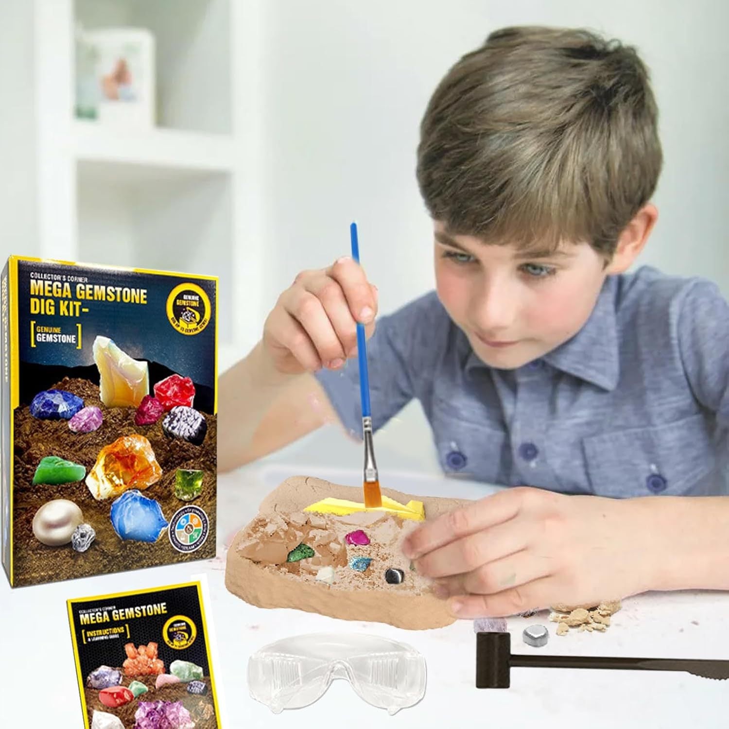 Kids Gemstone Digging Kit - Excavation Set for Science Learning