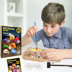 Kids Gemstone Digging Kit - Excavation Set for Science Learning