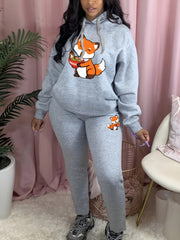  Fox Hoodie & Sweatpants Outfit Set