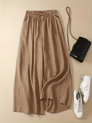 Women's Plus Solid High Waist Wide Leg Pants