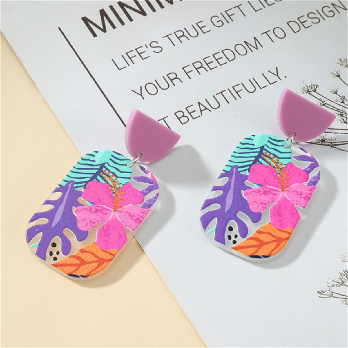 Flower Acrylic Dangle Earrings For Women